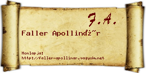 Faller Apollinár névjegykártya